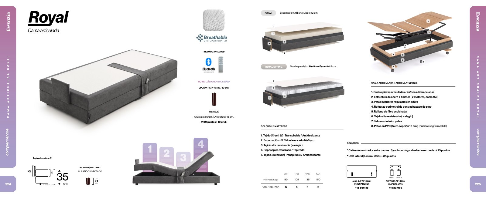 Ficha técnica: Cama articulada Royal