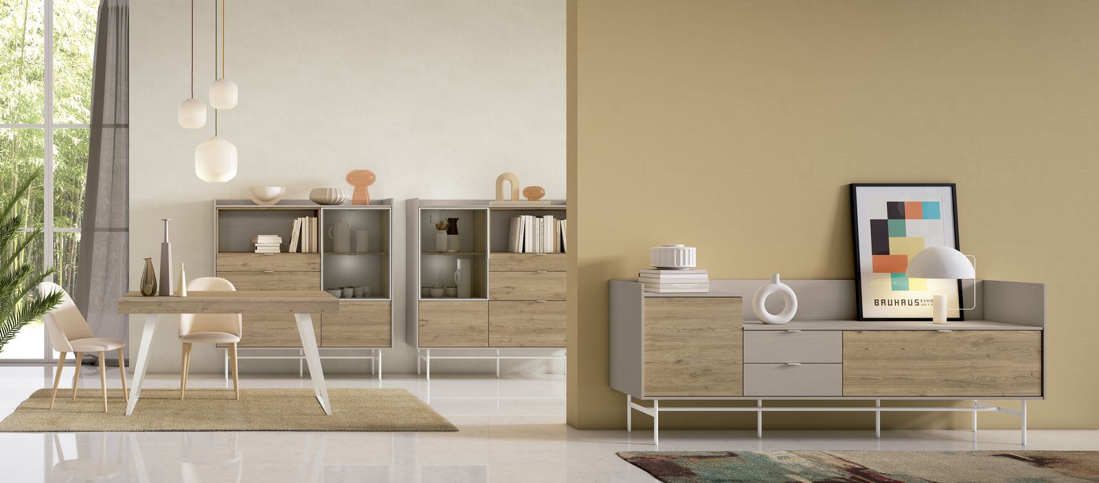 Salón y comedor con muebles a juego