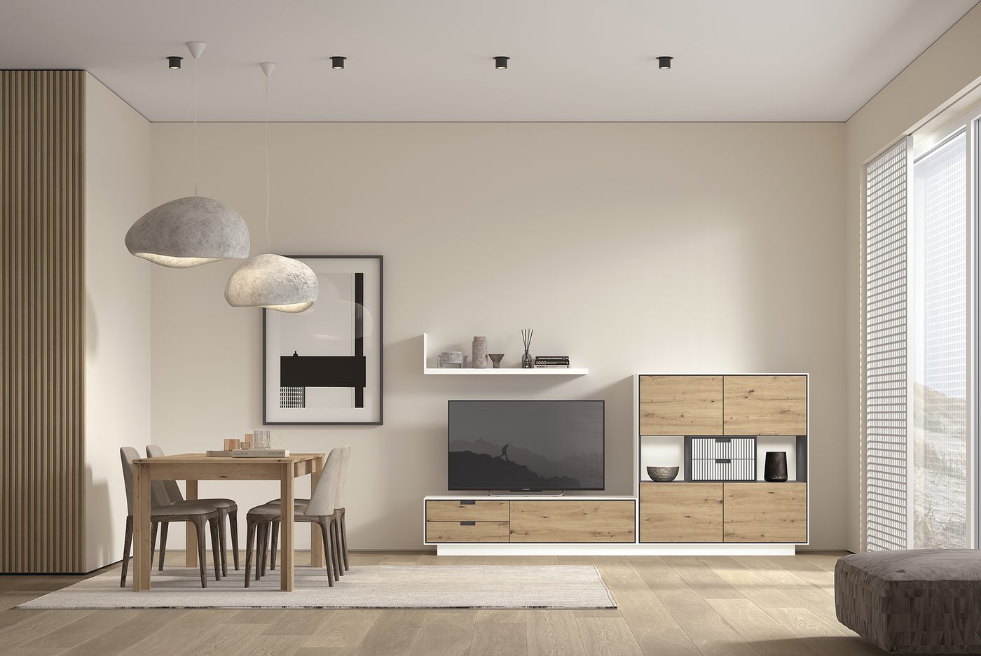 Mueble de comedor y salón en un mismo ambiente